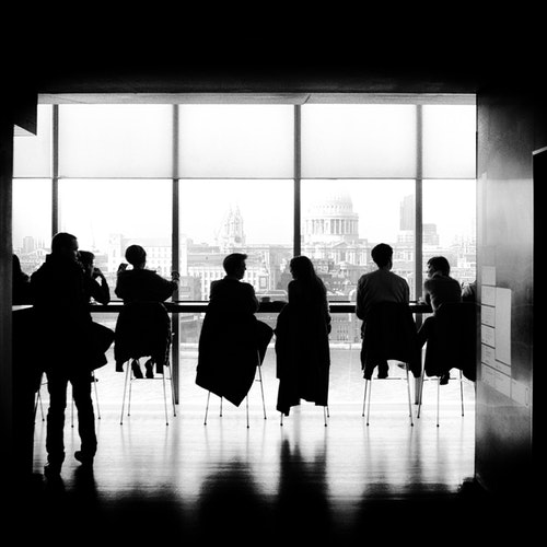 Business team meeting silhouette